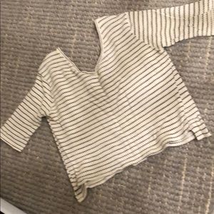 Zara textured knit boxy cropped T-shirt top blouse